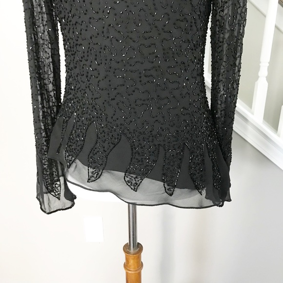 NWOT J Laxmi Beaded Shimmer Shirt Blouse - Picture 6 of 11